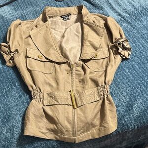 Charlotte Russe Tan Utility Jacket with Gold Details